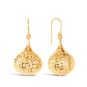 Diamond Cut Pear Drop Earrings in 9ct Yellow Gold
