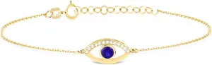 Diamond Evil Eye Necklace in 14K Solid Gold | Sapphire Bracelet for Women