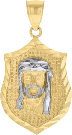 Diamond2Deal 10K Two-Tone Gold Jesus Religious Charm Pendant for Mom