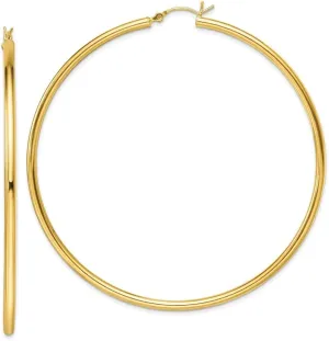 Diamond2Deal 14k Yellow Gold Plated Hoop Earrings (L- 2.87 in, W- 2.8 in)