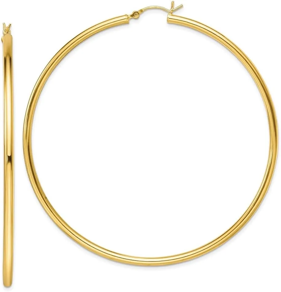 Diamond2Deal 14k Yellow Gold Plated Hoop Earrings (L- 2.87 in, W- 2.8 in)