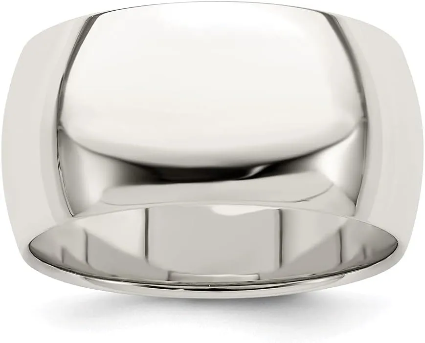 Diamond2Deal 925 Sterling Silver 10mm Half Round Wedding Band Ring