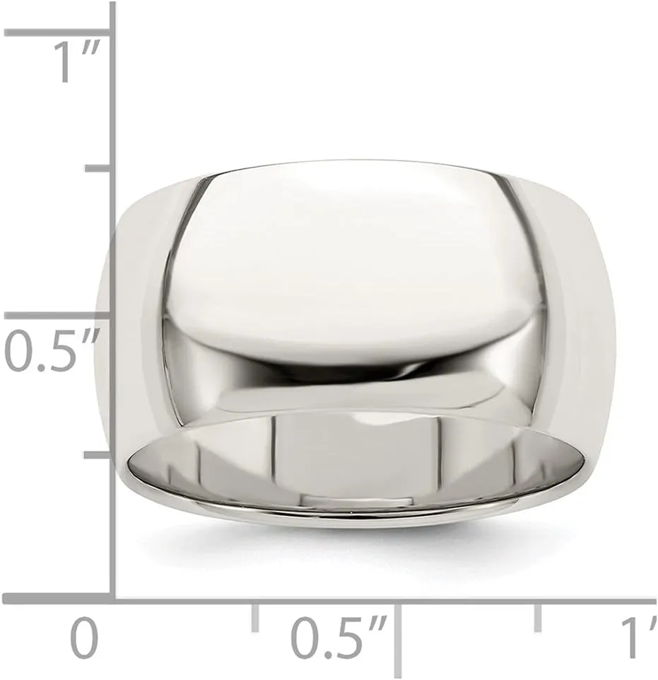 Diamond2Deal 925 Sterling Silver 10mm Half Round Wedding Band Ring
