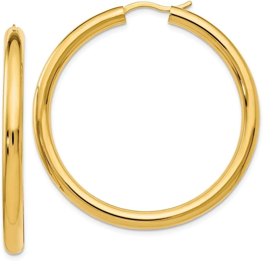 Diamond2Deal 925 Sterling Silver And Gold plated 3.5mm Tube Hoop Earrings (L- 1.65 in, W- 2.01 in)