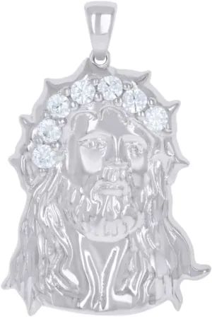 Diamond2Deal 925 Sterling Silver Cubic Zirconia Jesus Religious Charm Pendant