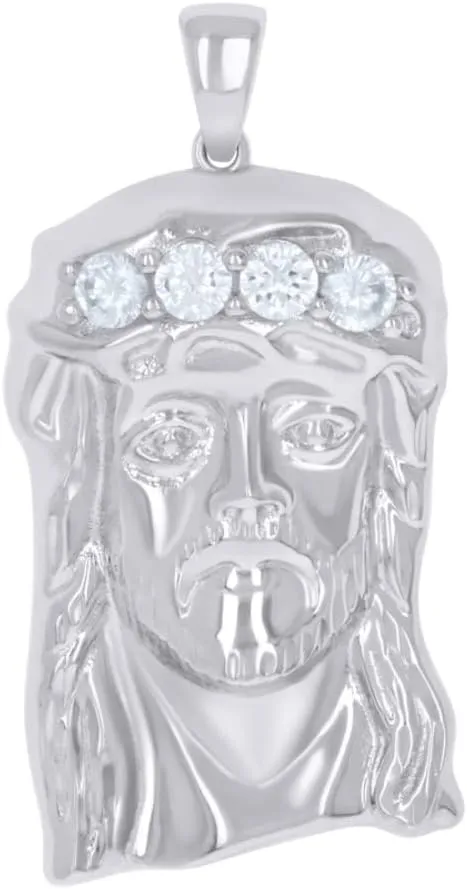 Diamond2Deal 925 Sterling Silver Cubic Zirconia Jesus Religious Charm Pendant