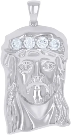 Diamond2Deal 925 Sterling Silver Cubic Zirconia Jesus Religious Charm Pendant