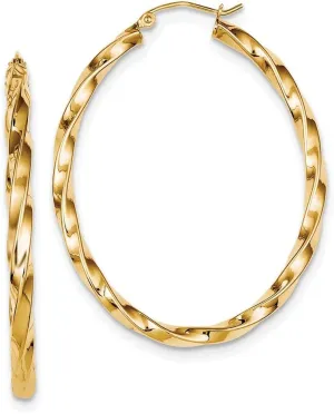 Diamond2Deal 925 Sterling Silver Gold Plated Twisted Oval Hoop Earrings (L- 1.81 in, W- 1.54 in)