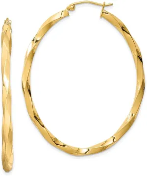 Diamond2Deal 925 Sterling Silver Gold Plated Twisted Oval Hoop Earrings (L- 1.81 in, W- 1.54 in)