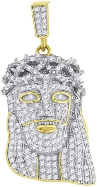 Diamond2Deal 925 Sterling Silver Yellow-Tone Jesus Religious Charm Pendant