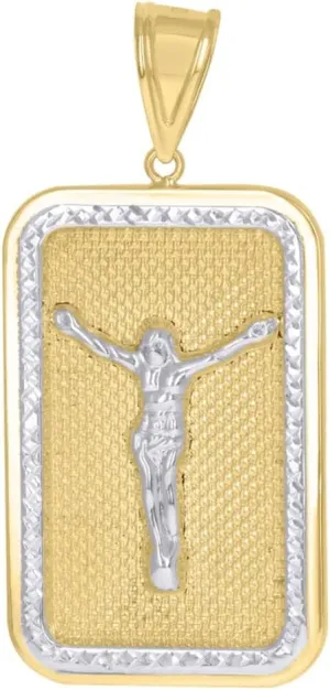 Diamond2Deal Mothers Day Gifts 10K Gold Two-Tone Diamond-Cut Textured Jesus Religious Charm Pendant for Mom