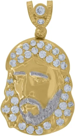 Diamond2Deal Mothers Day Gifts 10K Two-Tone Gold Cubic Zirconia Jesus Religious Charm Pendant for Mom