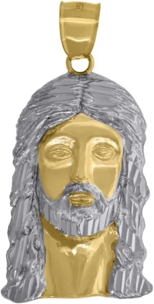 Diamond2Deal Mothers Day Gifts 10K Two-Tone Gold Jesus Religious Charm Pendant for Mom