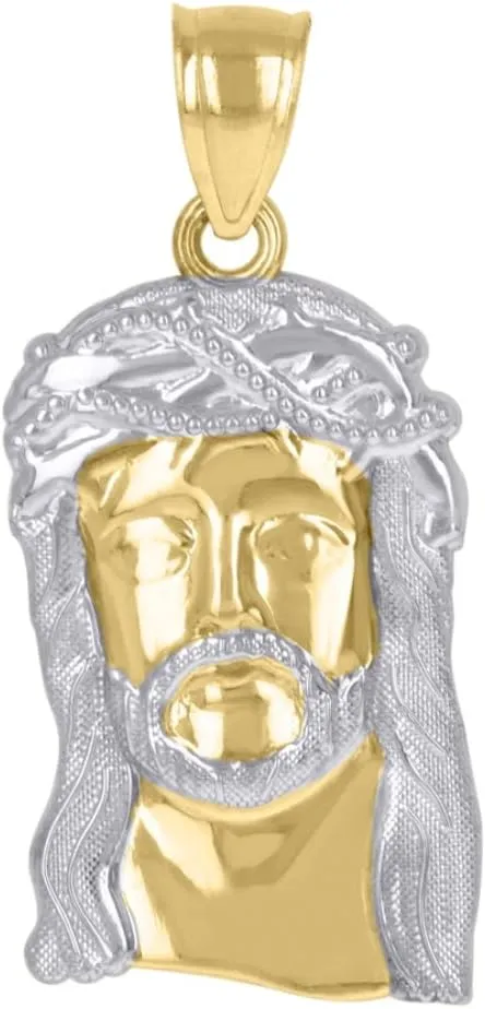 Diamond2Deal Mothers Day Gifts 10k Two-Tone Gold Textured Jesus Religious Charm Pendant for Mom