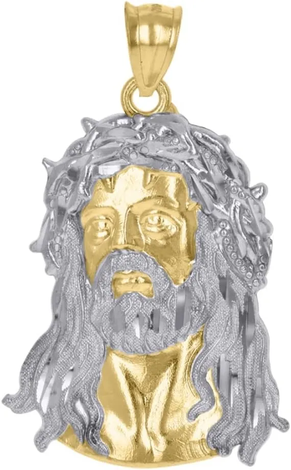 Diamond2Deal Mothers Day Gifts 10k Two-Tone Gold Textured Jesus Religious Charm Pendant for Mom