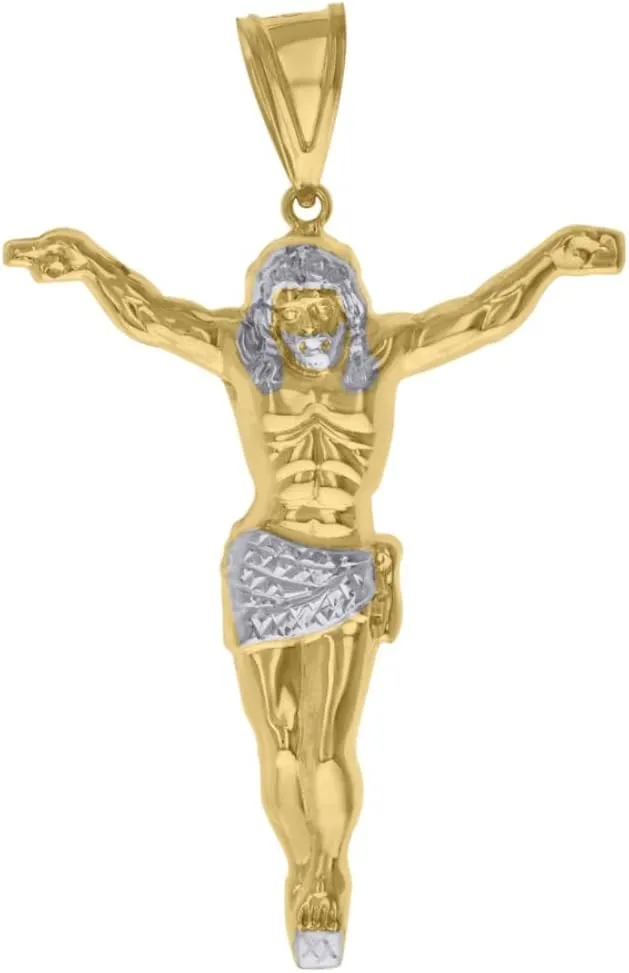 Diamond2Deal Mothers Day Gifts 14k Two-tone Gold Jesus Religious Charm Pendant for Mom