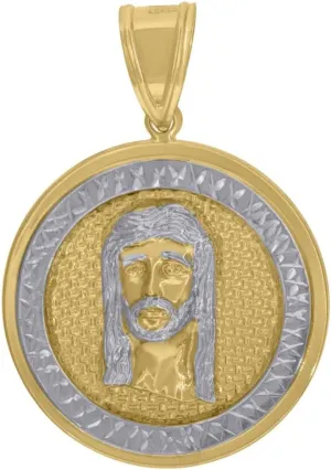 Diamond2Deal Mothers Day Gifts 14k Two-tone Gold Medal Pendant for Momlion Jesus Religious Charm Pendant for Mom