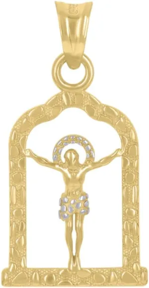 Diamond2Deal Mothers Day Gifts 14k Yellow Gold Nugget Jesus Religious Charm Pendant for Mom