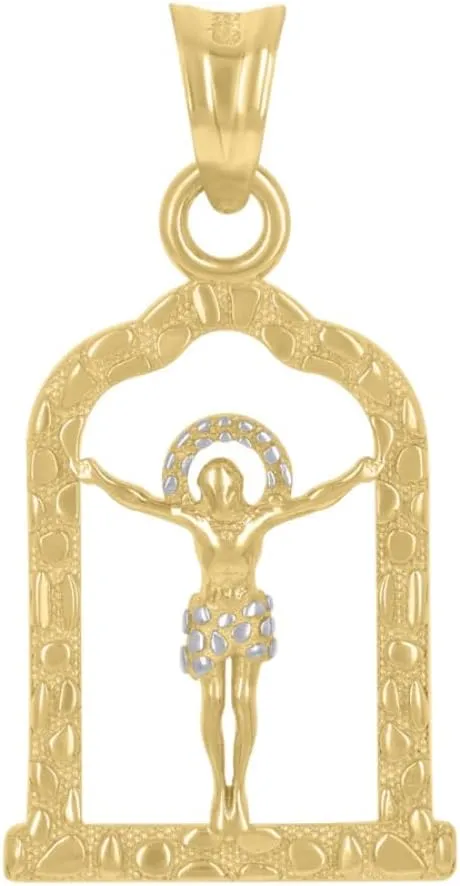 Diamond2Deal Mothers Day Gifts 14k Yellow Gold Nugget Jesus Religious Charm Pendant for Mom