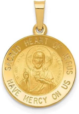 Diamond2Deal Mothers Day Gifts 14k Yellow Gold Polished and Satin Sacred Heart of Jesus Medal Pendant for Mom Pendant for Mom (L- 18 mm W- 15 mm)