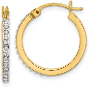 Diamond2Deal Sterling Silver Gold-plated Diamond Mystique Hoop Earrings (L- 0.82 in, W- 0.08 in)