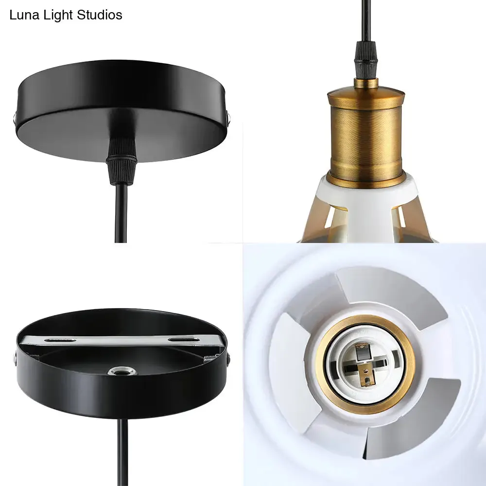 Dining Room Ceiling Light Fixture: 10.5"/12"/15" W 1-Light Hanging Light with Barn Shade - Farmhouse Style in Black/White/White Inner