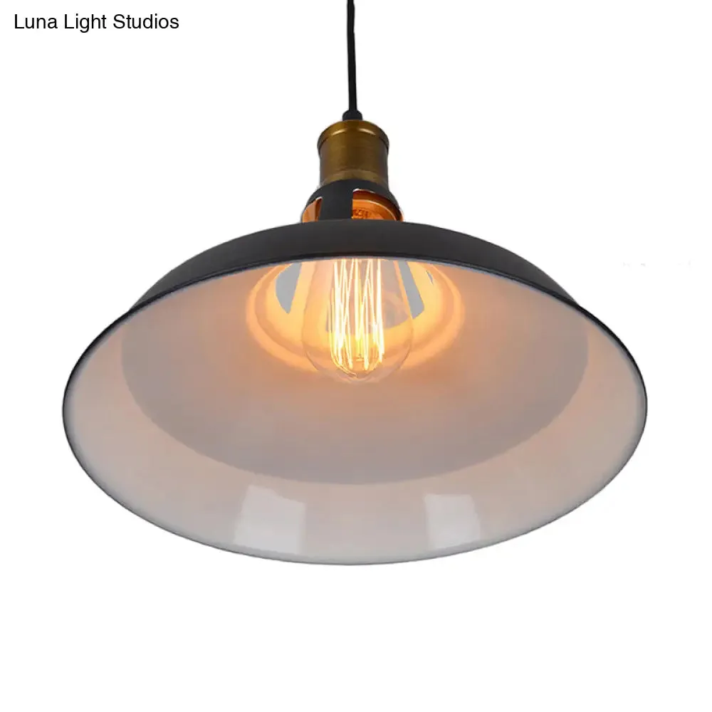 Dining Room Ceiling Light Fixture: 10.5"/12"/15" W 1-Light Hanging Light with Barn Shade - Farmhouse Style in Black/White/White Inner