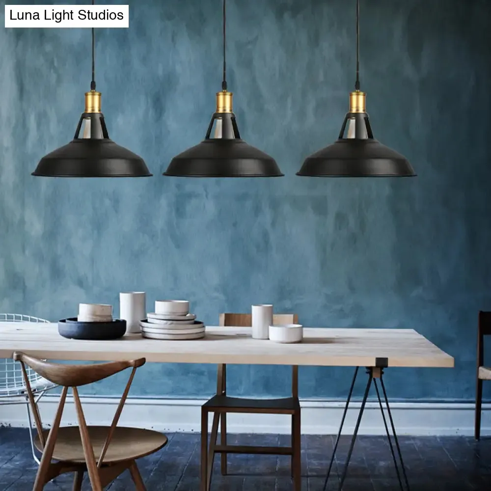 Dining Room Ceiling Light Fixture: 10.5"/12"/15" W 1-Light Hanging Light with Barn Shade - Farmhouse Style in Black/White/White Inner