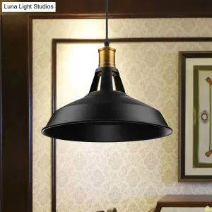 Dining Room Ceiling Light Fixture: 10.5"/12"/15" W 1-Light Hanging Light with Barn Shade - Farmhouse Style in Black/White/White Inner