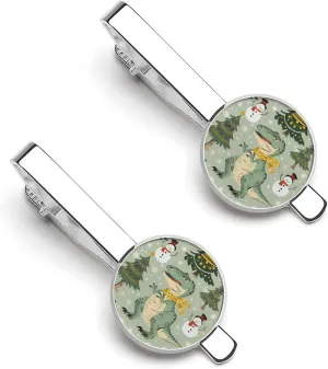 Dinosaur Men's Tie Clip Round Tie Bar Tie Tack Pins Personalized Tie Clasp Jewelry Accessories