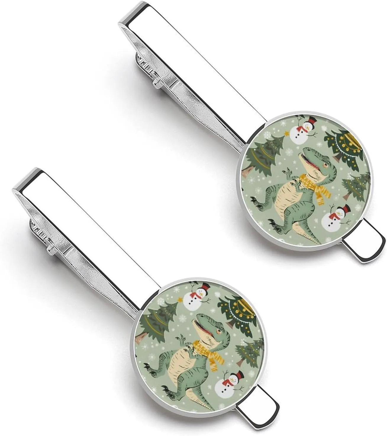 Dinosaur Men's Tie Clip Round Tie Bar Tie Tack Pins Personalized Tie Clasp Jewelry Accessories