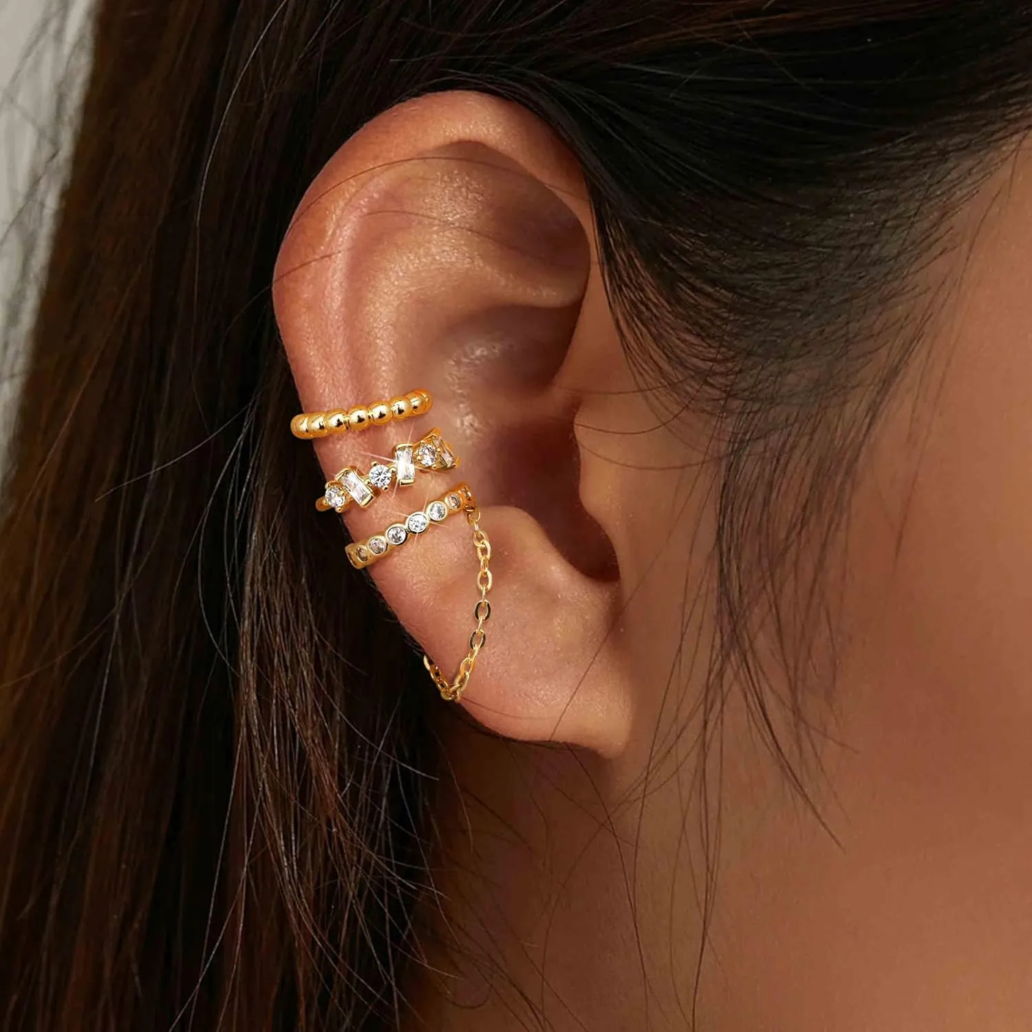 Dochais Ear Cuff Earrings for Women Non Piercing 14K Gold Plated Ear Cuff for Non Pierced Ears Clip on Cartilage Earring Dainty Fake Earrings