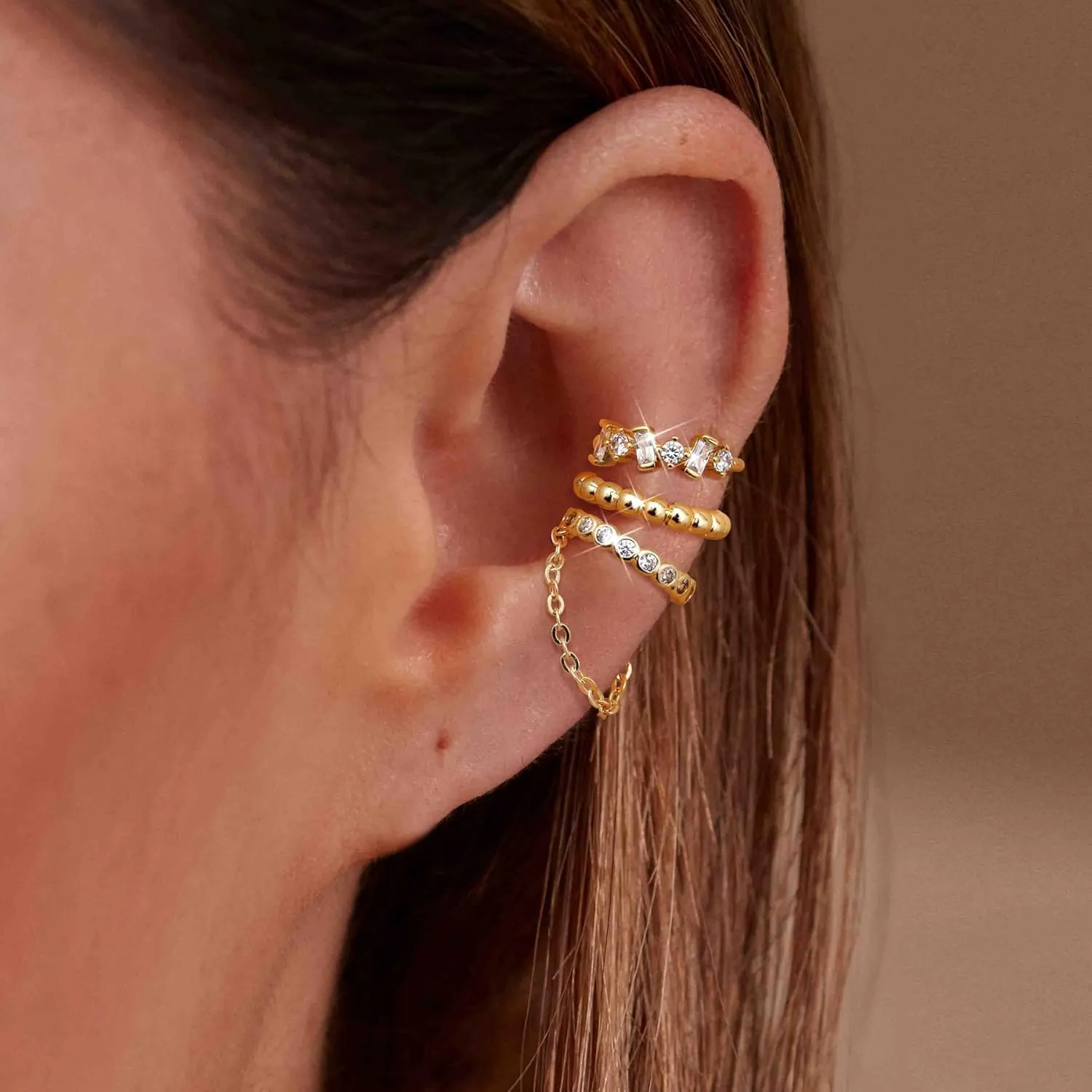 Dochais Ear Cuff Earrings for Women Non Piercing 14K Gold Plated Ear Cuff for Non Pierced Ears Clip on Cartilage Earring Dainty Fake Earrings