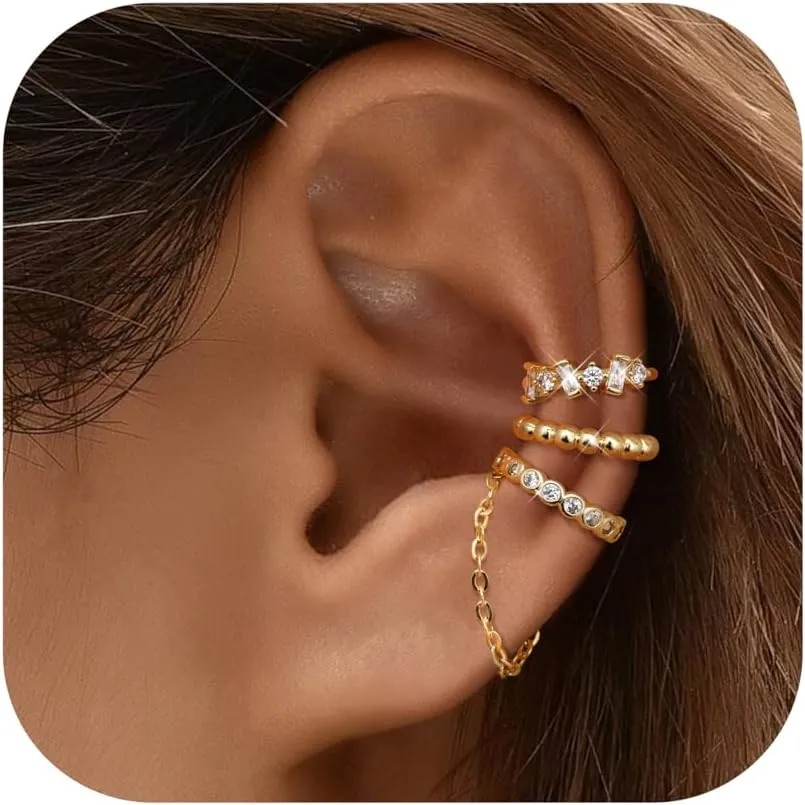 Dochais Ear Cuff Earrings for Women Non Piercing 14K Gold Plated Ear Cuff for Non Pierced Ears Clip on Cartilage Earring Dainty Fake Earrings