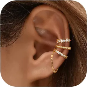 Dochais Ear Cuff Earrings for Women Non Piercing 14K Gold Plated Ear Cuff for Non Pierced Ears Clip on Cartilage Earring Dainty Fake Earrings