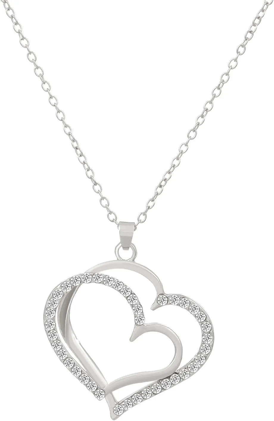 Double Heart Pendant Necklaces Earrings Jewelry Set Infinity Heart with Birthstone Necklace Earrings for Women Birthday Anniversary Valentine's Day Mother's Day Jewelry Gifts