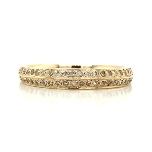 Double Row Pave Wedding Ring in 18K Yellow Gold