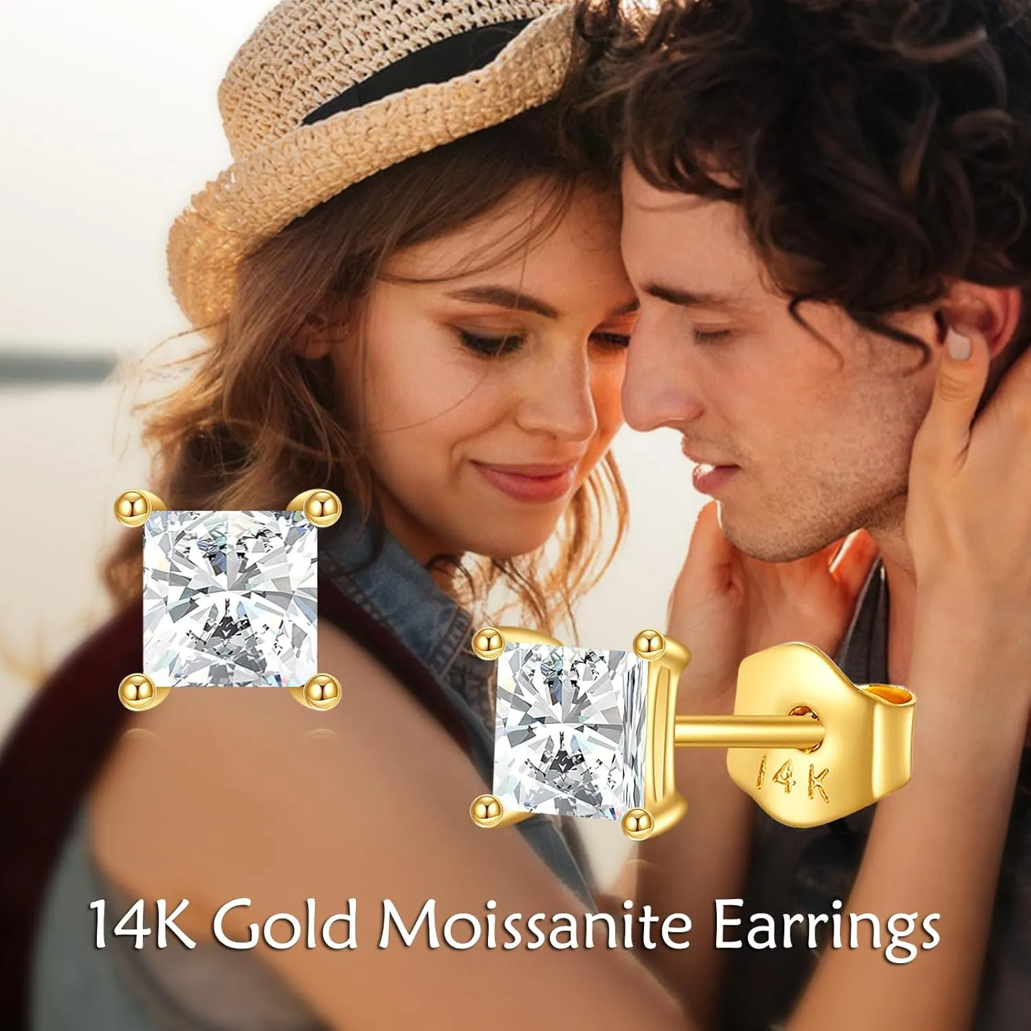 DOVRAN 14K Solid Gold Stud Earrings Trendy Cute Earrings for Women Gift Birthday Christmas