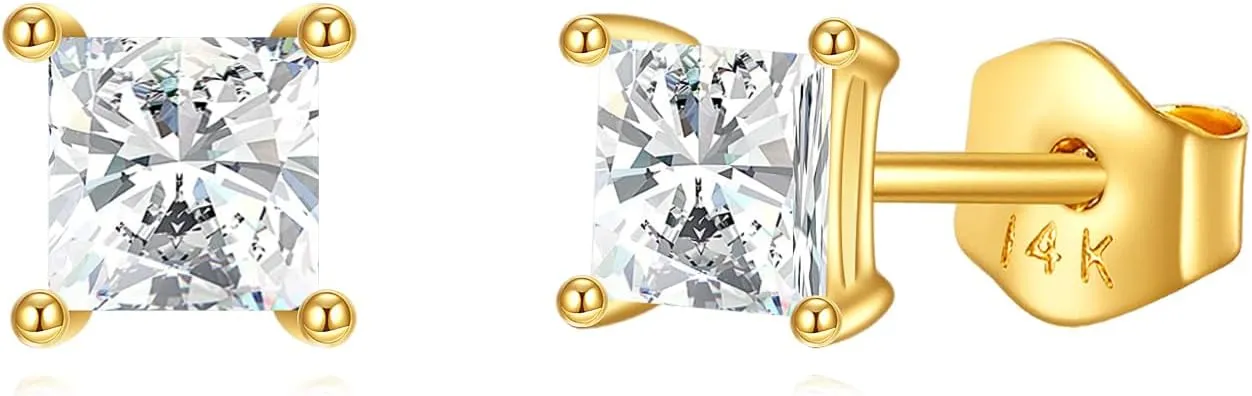 DOVRAN 14K Solid Gold Stud Earrings Trendy Cute Earrings for Women Gift Birthday Christmas