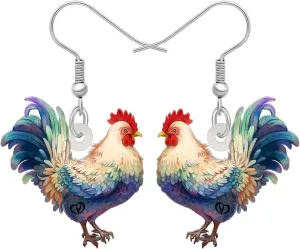 DOWAY Acrylic Charm Cute Chicken Hen Rooster Earrings Gallo Dangle Jewelry for Women Funny Party Decoration Gifts