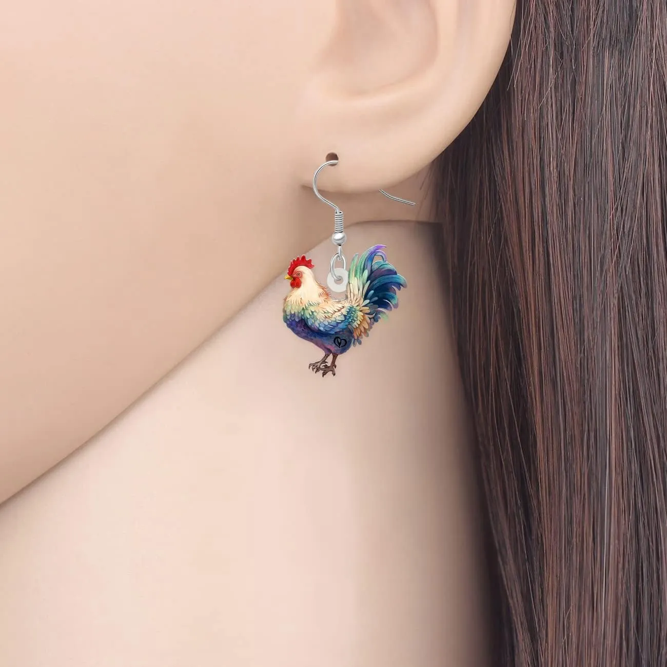 DOWAY Acrylic Charm Cute Chicken Hen Rooster Earrings Gallo Dangle Jewelry for Women Funny Party Decoration Gifts