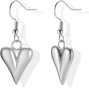 Dreamtimes Puffy Heart Charm Earrings For Women Love Heart Pendant Earrings for Women Cute Small Heart Pendant Earring Protection Prayer Faith Jewelry