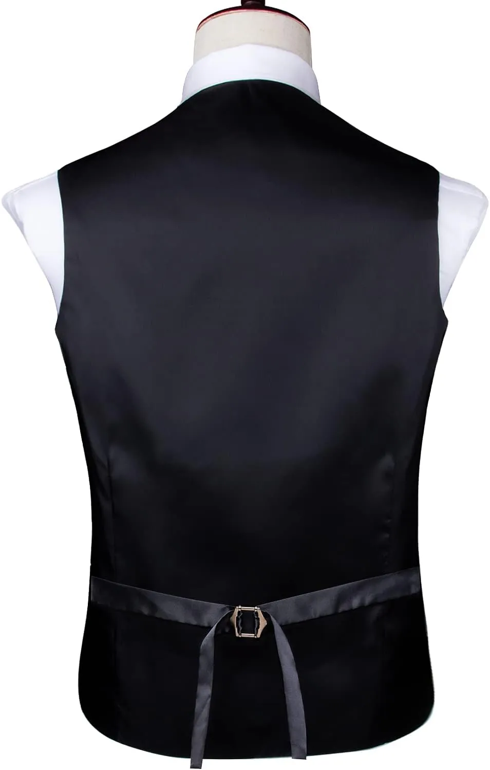 Dubulle Mens Double Breast Suit Vest Floral Paisley Vest and Tie for Men Pocket Square Cufflinks Wedding