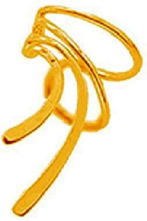 Ear Charm's Classic Short Wave Ear Cuff Classic Short Wave Ear Cuff Wrap Earring Single Left in Gold Over Sterling Silver