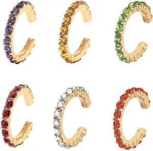 Ear Cuff Colorful Clip on Hoop Earrings for Women 6pcs set
