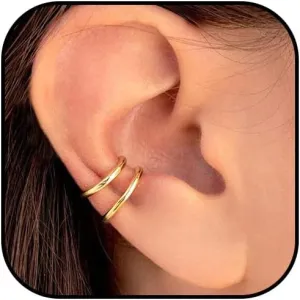 Ear Cuffs for Women Gold Plated Ear Cuffs No Piercing Ear Wrap Earrings Clip On Earrings Hypoallergenic Small Hoop Earrings Gold Fake Earrings Jewelry Gift for Women