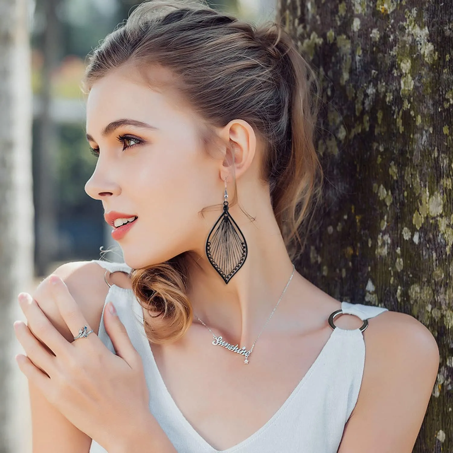 Earrings for Women Colorful Layered Leaf Earrings Bohemian Dangle Drop Tassel Silver Earrings Women Gifts