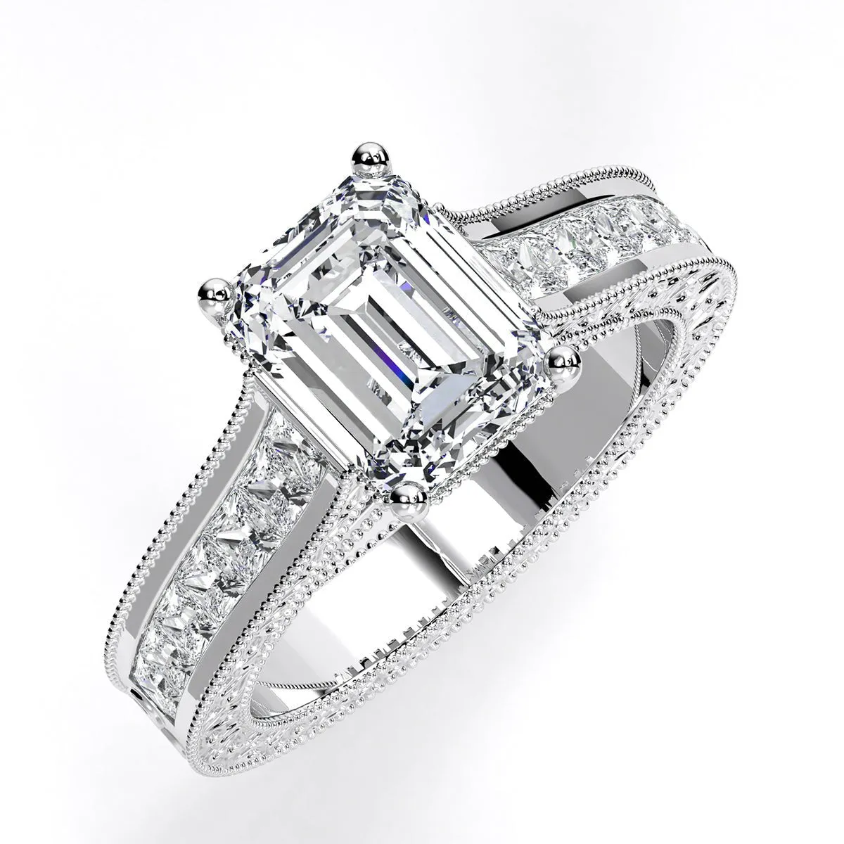 Edelweiss - Emerald Diamond Engagement Ring