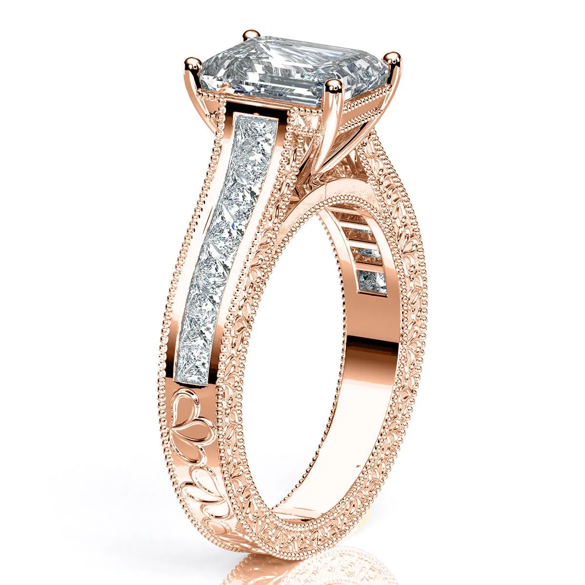 Edelweiss - Emerald Diamond Engagement Ring