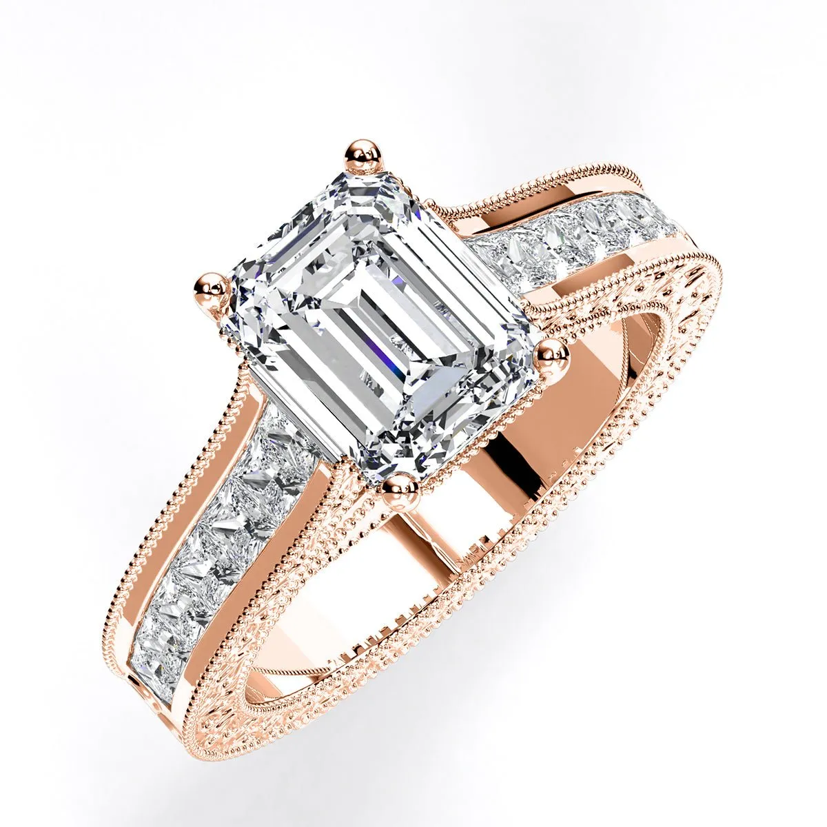 Edelweiss - Emerald Diamond Engagement Ring